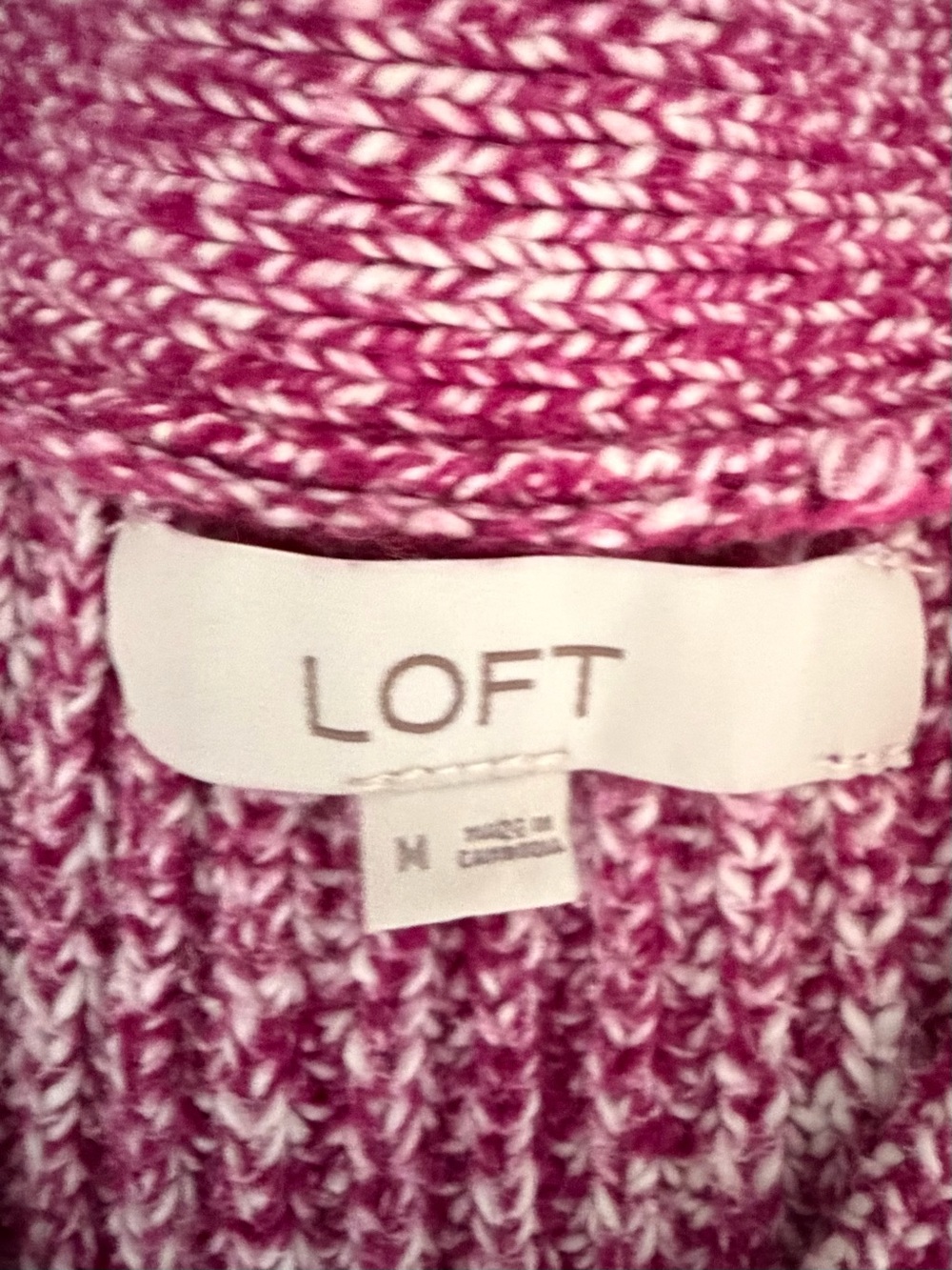 LOFT Raspberry Marled V-Neck Sweater - Picture 5 of 6